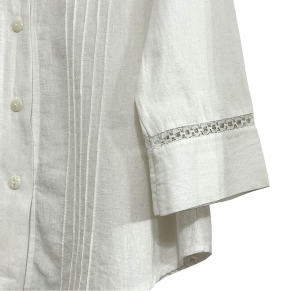 Hand Embroidered Mexican Manta Cotton Blouse Shirt Top Wmn’s Size M L White Boho - Picture 8 of 9